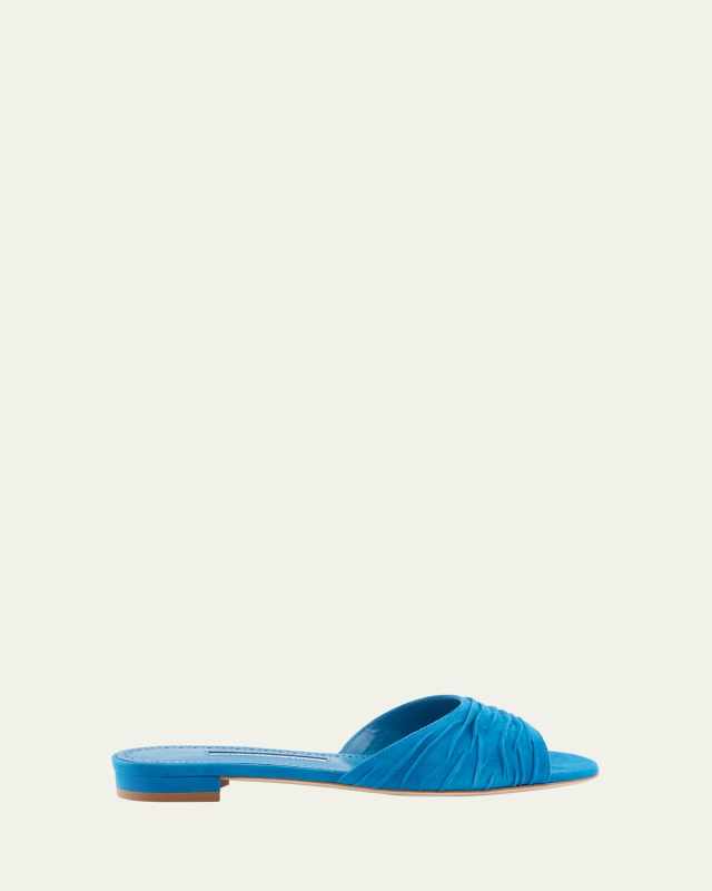 Pirua Ruched Suede Mule Sandals